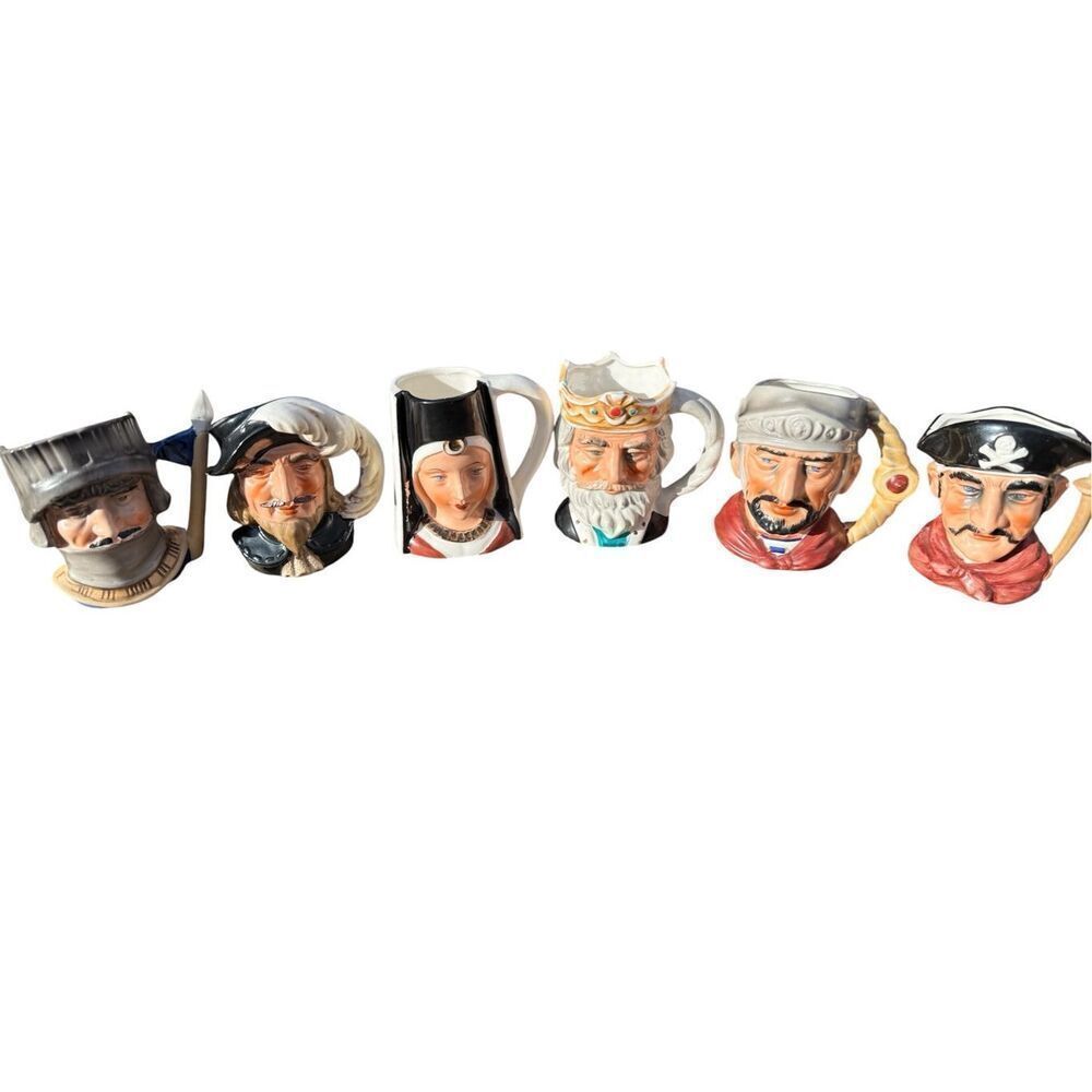 Nasco Toby Mugs Set of 6 Hand Painted Made In Japan 1960’s Vintage